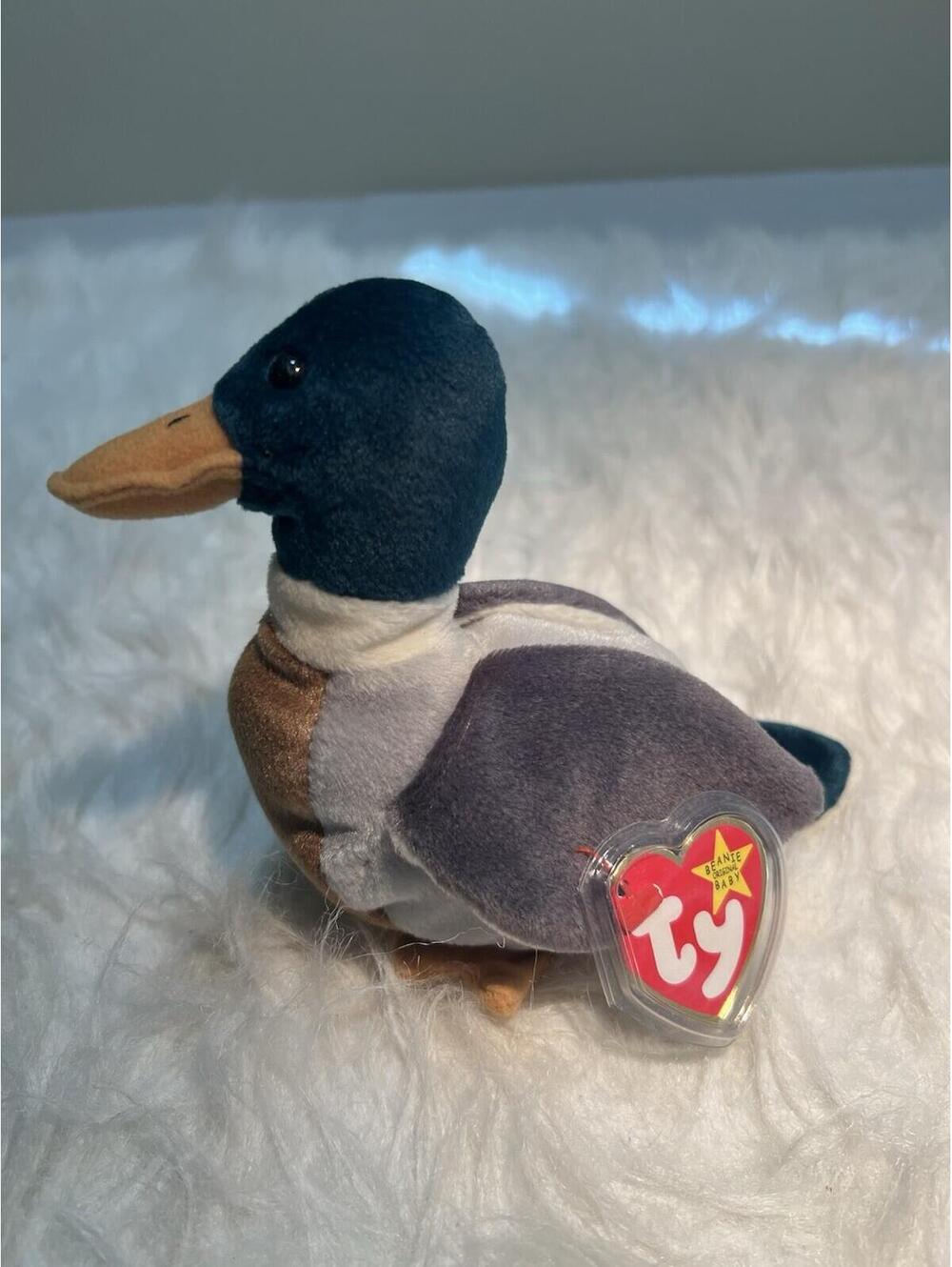 Ty 1998 Beanie Baby Jake the Mallard Duck Plush Toy With Tags